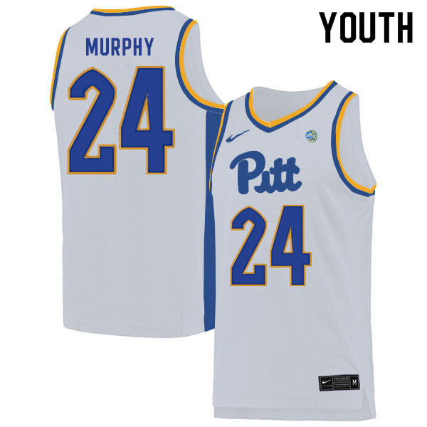 Youth #24 Ryan Murphy Pitt Panthers College Basketball Jerseys Sale-White